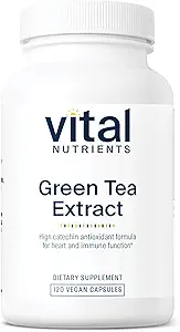 Vital Nutrients Green Tea Extract 550mg ← Potent Antioxidant for Heart &amp; Immune Health* ← Polyphenols Suplemento con EGCG TEN Gluten, Dairy, Soy Free TEN NO-GMO ANTE 120 cápsulas