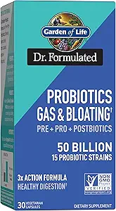 Garden of Life Dr Formulated Once Daily 3-in-1 Completos Prebióticos, Postbióticos " Probióticos para Mujeres y Hombres - PRE + PRO + Suplemento POSTBIOTIC para Bloating - 50 Billion CFU, 30 Day Supply