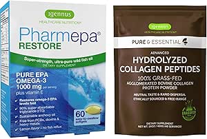 Pharmepa Restore & Advanced Hydrolyzed Collagen Peptides Bundle, 1000mg Pure EPA Omega-3 Fish Oil & 100% Grass Fed Bovine Collagen Protein Powder, by Igennus