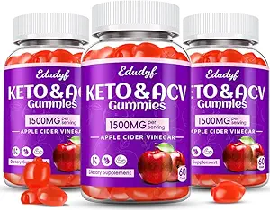 Keto ACV Gummies con B12 B6 – 1500 mg Apple Cider Vinegar Suplemento con Pomegranate y Beet Juice, Vegan &amp; Gluten-Free, 180 Gummies para Hombres &amp; Mujeres