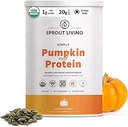 Sprout Living Pumpkin ecológica Pumpkin Seed Protein Powder, Desflavorado, 20 Gramos de polvo de proteína vegetal sin dulces artificiales, no lácteos, no OMG, Vegan, Gluten Free (1 libra, 30 servidos)