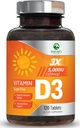 Vitamina D3 5000iu (125 mcg) Apoyo a la salud inmune - Suplemento dietético de alta potencia Vitamina D para el hueso, dientes, musculo - VIT de la naturaleza, vegano, sin gluten, Sabor de frambuesa - 120 Tablas Chewable