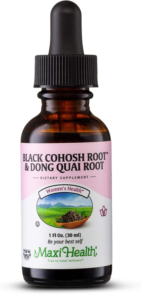 Maxi Health Black Cohosh Root y Dong Quai Root Extract - Fórmula de las Mujeres, 1 Fl Oz Bottle - Kosher