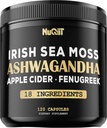 Organic Ashwangdha Capsules 15000mg Irish Sea Moss Apple Sider Vinegar &amp; Más - Apoyo Brain Health, Strength & Immune System - 120 Vegan Capsules