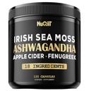Organic Ashwangdha Capsules 15000mg Irish Sea Moss Apple Sider Vinegar &amp; Más - Apoyo Brain Health, Strength & Immune System - 120 Vegan Capsules