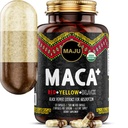 Maju Superfoods 4-in-1 Maca Root Capsules, Ecológico Negro, Amarillo &amp; Red Roots w Black Pepper Extract for Absorption (120 ct) peru Peru Producto, Peru Powder, Men &amp; Women Suplemento, 60.000 mg