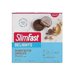 SlimFast Delights Peanut Butter Chocolate Snack Cup, 0g Añadido Sugar, 2g de Net Carbs, 10 Conde