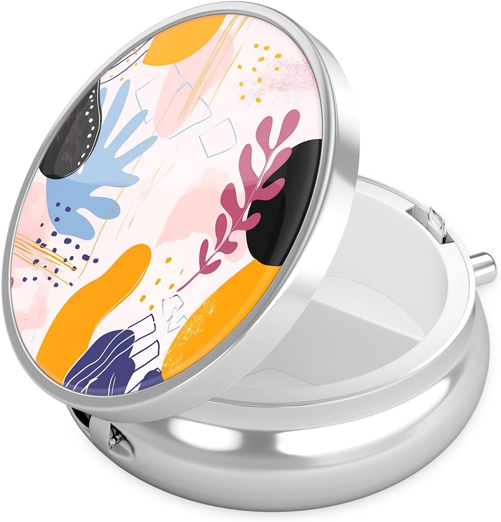 Nipichsha Pill Box, Small Pill Case for Purse & Pocket, Cute Travel Medicine Organizer, Portable Medicine Container Holder to Hold Vitamins, Medication, Fish Oil &amp; Supplement, Floral Fantasy