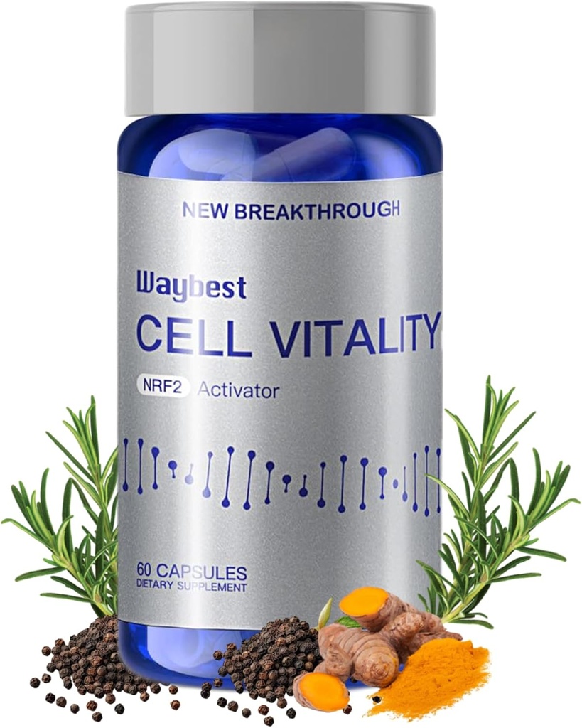 NRF2 Activador Suplementos Antioxidantes para Vitalidad Celular por Waybest,60 Capsules(1 Botella),Reducir Estrés Oxidativo en 40% en 30 Días,Blend of 5 Herbal Phytonutrients Ingredientes,Support Immune,Skin,DNA