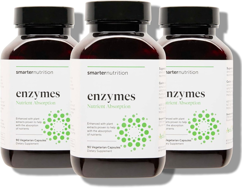 Más inteligente Nutrición Vegan Digestive Enzymes - Digestion Bloating & Gut Health Support with 16 Multi Enzymes for Nutrient Absorption " Meal Time Comfort for Both Men " Women - 270 Count[90-Day Supply]