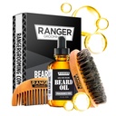 Beard Kit by Ranger Grooming Company by Leven Rose, 100% Natural Fragrance Free Unscented Beard Oil, Boar Bristle Beard Brush, Natural Wood Comb Beard Care Starter Set for Men