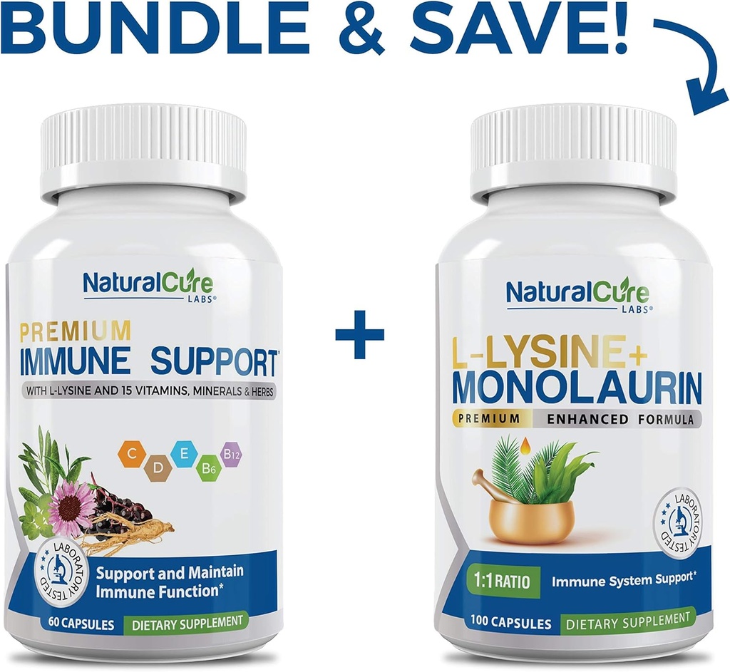 Natural Cure Labs Bundle: Immune Support + L-Lysine + Monolaurin