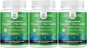 Azúcar Magnesio Glycinate Chewable - Magnesio Chewable para Adultos &amp; Niños con Taurate Glycinate & Complejo de Citratos Más Vitaminas D3 B6 & C - Vegetariano No GMO &amp; No sabores artificiales (30 días)