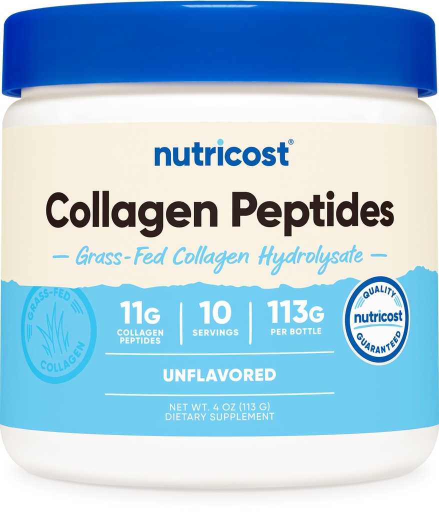Nutricost Collagen Peptides Powder 4 oz (Unflavored) Tipo I, Tipo III Collagen - Grass-Fed, Gluten Free and Non-GMO