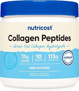 Nutricost Collagen Peptides Powder 4 oz (Unflavored) Tipo I, Tipo III Collagen - Grass-Fed, Gluten Free and Non-GMO