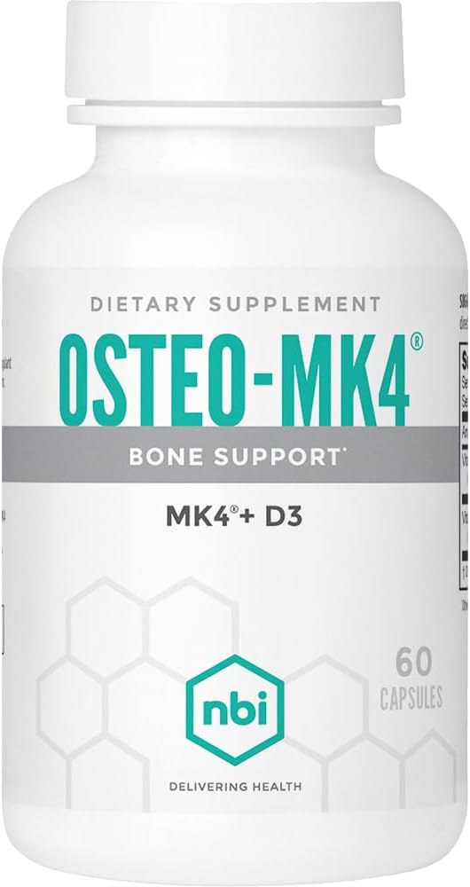 NBI Osteo-MK4 Bone Support ← Vitamina D & K Complex  durable 45mg Vitamin K2 (MK4) para la salud de huesos fuertes " Funcionalidad para cápsulas vegetales 60ct