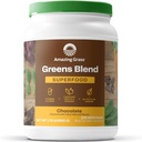 Increíble Grass Greens Superfood Powder: Greens Powder with Digestive Enzymes & Probiotics, Organic Spirulina, Chlorella, and Beet Root Powder, Chocolate, 100 Servings
