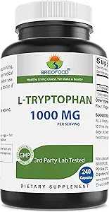 Brieofood L-Tryptophan 1000mg por Serving - 240 cápsulas - Soportes Poisitive Mood & Relaxation