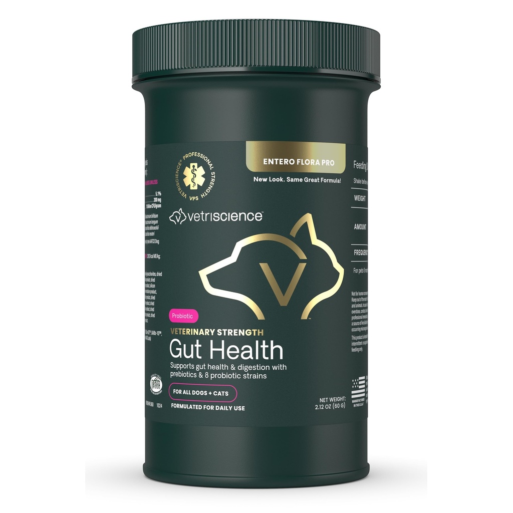 VetriScience Veterinary Strength Gut Health Powder - Gut Health Supplement for Pets - Immunity Support - Pet-Friendly Probiotic Powder - Sin sabor y sin olor - 60 Servings
