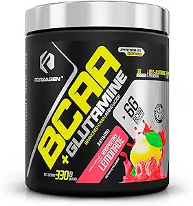 Forzagen BCAAS Aminoácidos Polvo con Glutamina BCAA Polvo, Aminoácidos de cadena ramificado Suplementos Polvo, BCAA Lean Energy Pre Workout - Post Workout Muscle Recovery Powder, 30 Servimientos