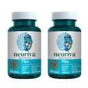 Suplemento cerebral NEURIVA Plus para memoria, concentración + función cognitiva con fosfatidilserina y neurofactor, VIT B6 &amp; B12, 30 cápsulas de cuenta (2 Pack)
