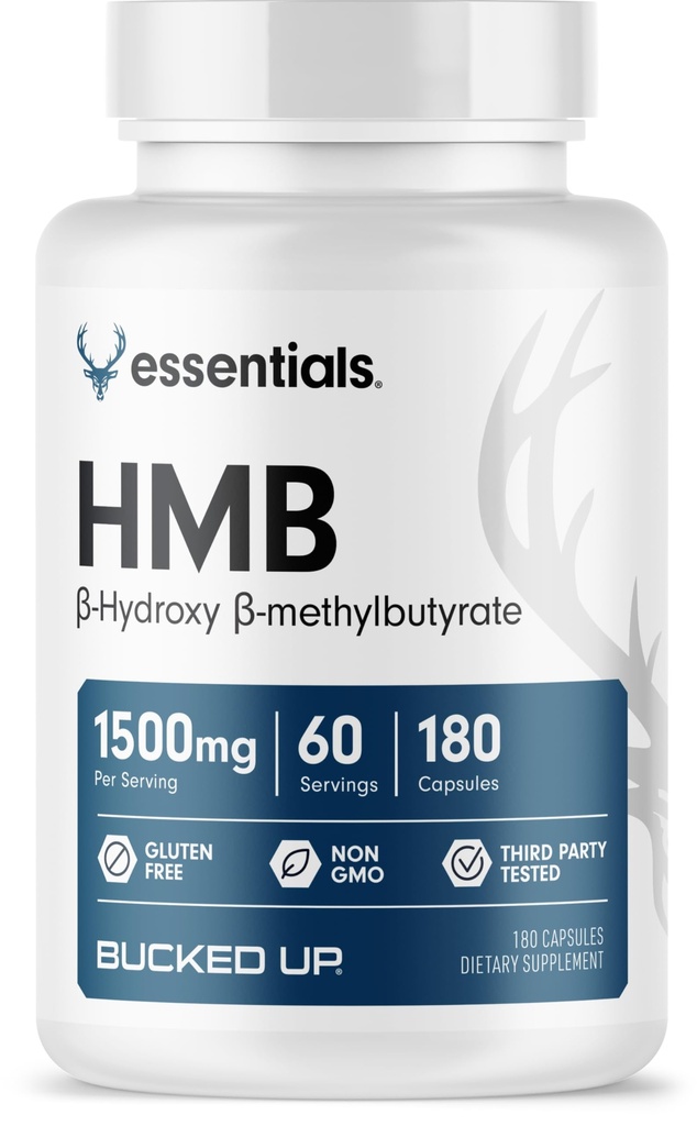 HMB (Beta-Hydroxy Beta-Methylbutyrate) 1500mg Por Serving, Essentials (60 Servings, 180 Capsules)