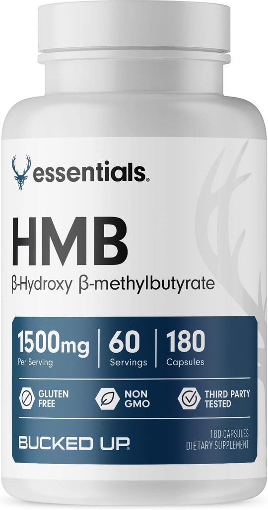 HMB (Beta-Hydroxy Beta-Methylbutyrate) 1500mg Por Serving, Essentials (60 Servings, 180 Capsules)
