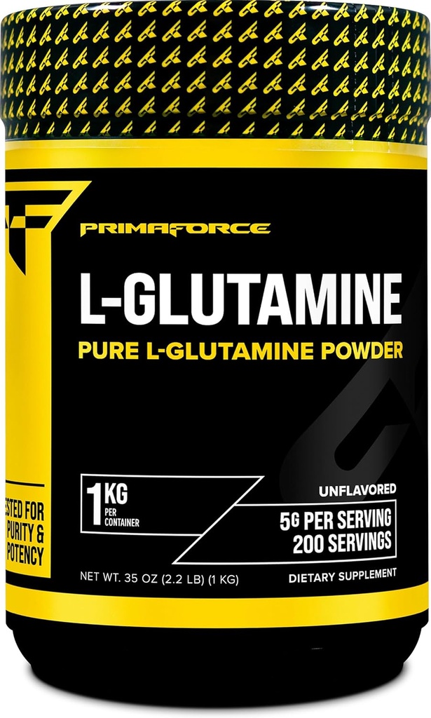Primaforce L-Glutamine Powder 1000 Grams (1 KG) Unflavored - Pure L-Glutamine Powder, 5g por Serving, GMO-Free, Gluten-Free, 200 Servings