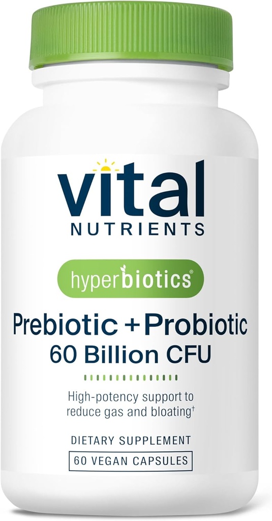 Hiperbióticos Nutrientes vitales Prebióticos y Probióticos para Mujeres y Hombres 60 Billones CFU Silencio Pre y Probióticos Soporta Salud Digestiva, Estreñimiento, Diarrea, Gas &amp; Bloating