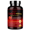 ZEBORA CoQ10-400mg con Trans-Resveratrol, PQQ & Vitamina E - Coenzyme-Q10 de alta absorción con BioPerina - Potencial antioxidante para el corazón & energía-producción,120 cápsulas vegetales