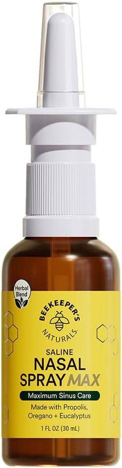 Naturales Propolis Nasal Rinse Spray Max, Alivio para Adultos w/Eucalyptus, Oregano & Saline, Limpia la Congestión Nasal, Moisturizes Sinus Canal, " Cavities Sinus Decongest, 1 fl oz