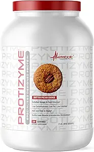 Nutrición metabólica, Protizyme, 100% Whey Protein Powder, Alta Proteína, Baja Carb, Proteína de bajo peso, Enzimas digestivas, 24 vitaminas esenciales y minerales, Butter Pecan Cookie, 2 libras (26 ser)
