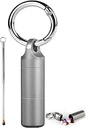 Pequeño Keychain Pill Holder, 304 de acero inoxidable caja de píldoras portátiles organizador para viajes, caja de medicamentos para los hombres depuración resistente al agua (caso de la pluma pequeña)