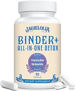 All-In-One Detox Binder Suplemento 1500 MG - High Bioavailability, Liver Gut Detox Cleanse with Activated Charcoal, Zeolite & Bentonite Clay for Toxins, Liver, Digestive, 900 Vegan Capsules