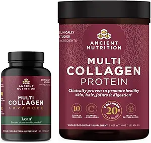 Antigua Nutrición Multi Collagen Capsules avanzados, Lean, 90 Cuenta + Multi Collagen Proteína Polvo, Desarrollado, 45 Servimientos