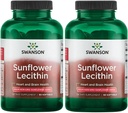 Swanson Sunflower Lecithin - Suplemento Herbal Promoción Función Cerebro Saludable - Fórmula Natural Apoyando la Salud del Corazón &amp; Saldo Lipid Saludable - (90 Softgels, 1200 mg cada uno) 2 Pack