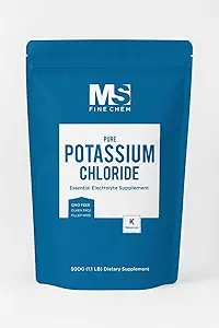 Potasio Chloride Powder - 500 gramos - 1.1 lb - Potassium Supplement Powder, Potassium Chloride Salt Substitute, Potassium Salt - Gluten Free, 200 mg por Serving