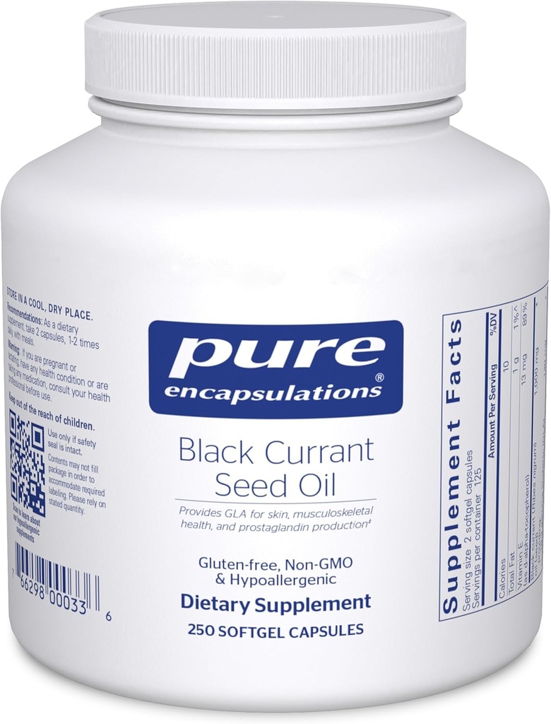 Pure Encapsulations Black Currant Seed Oil ← Hypoallergenic Dietary Supplement  250 Softgel Capsules