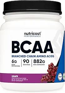 Nutricost BCAA Powder (Grapa, 90 Servings) - Optimal 2:1:1 Ratio, Vegetariano, No GMO
