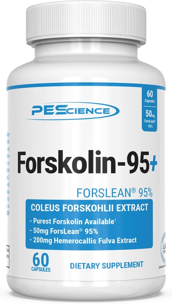 PEScience Forskolin Capsules, 95% Puro Forskolin Extracto de Coleus Forskohlii, Patented ForsLean, 50mg, 60 Conde