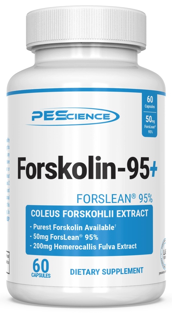 PEScience Forskolin Capsules, 95% Puro Forskolin Extracto de Coleus Forskohlii, Patented ForsLean, 50mg, 60 Conde