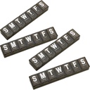 Organizador semanal de píldoras - (Pack of 4) Extra Large Vitamin Container with Jumbo Easy to Read Letters, BPA Gratis - Daily Travel 7 Day Medication Pill Box Case, (Black)