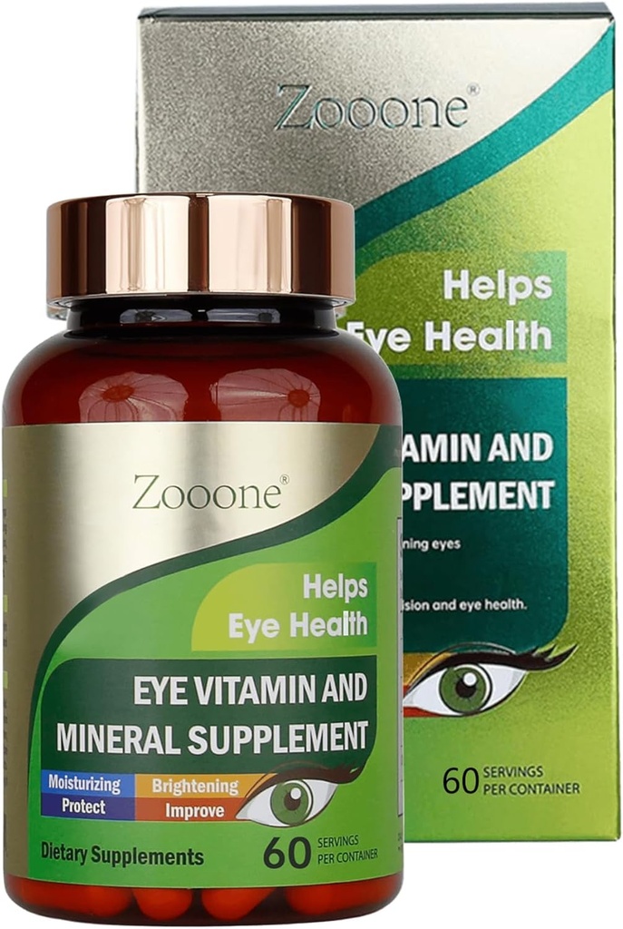 Zooone- 60pcs Lutein Eye Vitamins Suplemento Suplemento Nutricional para la Salud Macular " Ojo seco " , Contiene Lutein, Zinc, Vitaminas C/E " Zeaxanthin