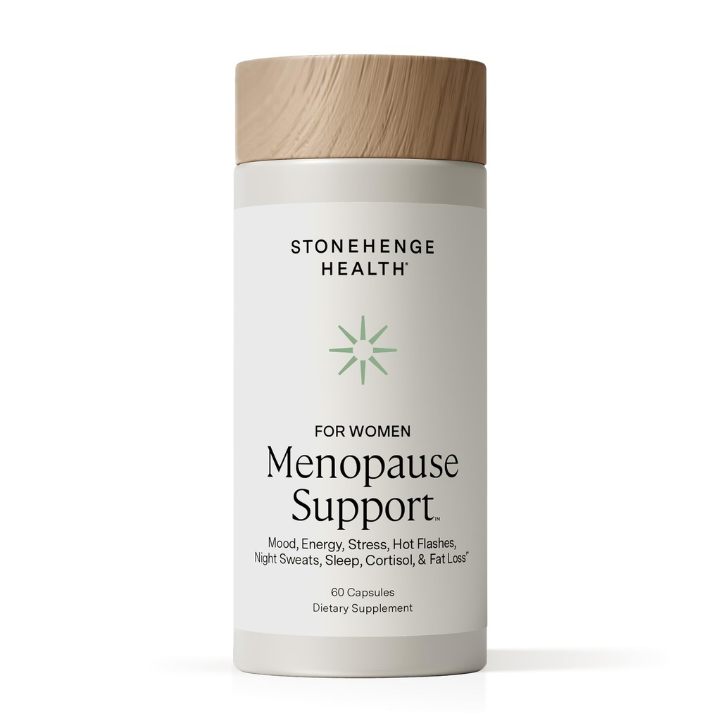 Stonehenge Health for Women Menopause Support for Peri + Menopause + Post - Mood, Energy, Stress, Hot Flashes, Night Sweats, Sleep & Cortisol, Chromax Chromium, Vitamina D3, KSM-66 Ashwagandha Extract