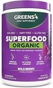 Greens+ Pólvora de Superalimentación de Berry ecológica, Polifenol Antioxidante, Blend for Morning Kick, Energía, Vitality Boost, Nutrición, Salud Vibrant, Suplemento dietético, Vegan Soy/Dairy/Gluten Free(8.46oz)