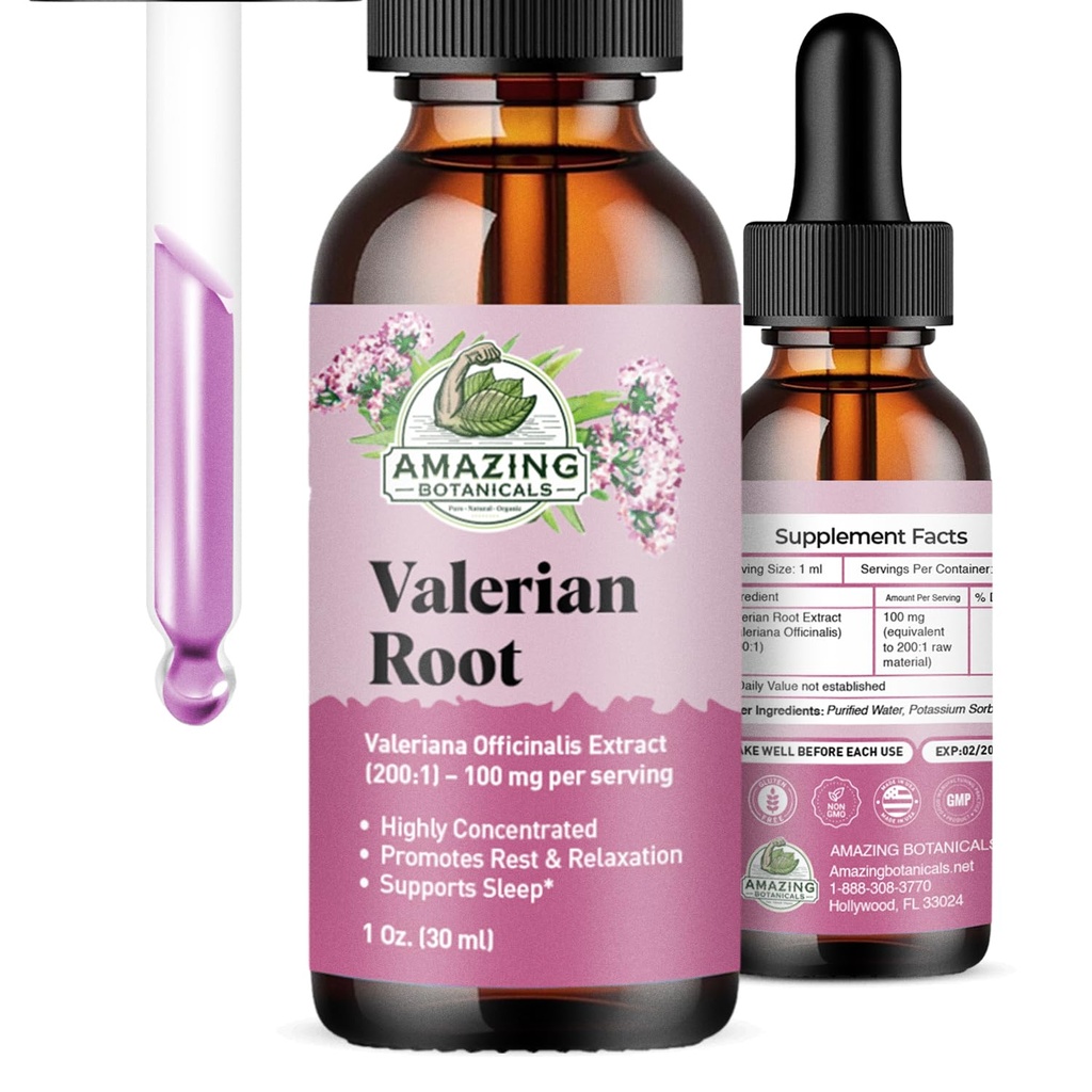 Valerian Root Drops for Sleep - Organic Valerian Root Tincture Extract 100mg per Serving - for Relaxation and Calm - 1 FL OZ, 30 Servings
