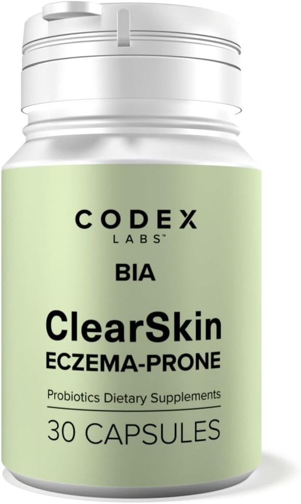 Codex Labs BIA Eczema Probiotic – 30 Capsules TENIDO Sinbiótico para Eczema-Prone Skin with Clinically Proven Probiotics & Prebiotic Blueberry TEN Gut-Skin Barrier & Immune Support TEN 30-Day Supply