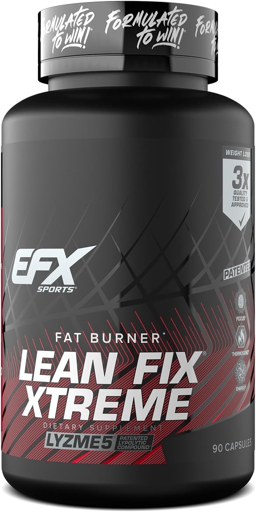 EFX Sports Lean Fix Xtreme ← Perder peso Suplemento ← Multi-Patented, Fat Burning Fórmula Silencioso Funciona gracias a Lyzme 5 Silencio 30 Servimientos, 90 cápsulas