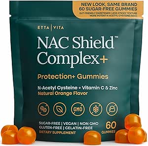 Gummies de NAC sin azúcar (Complejo de Apoyo Inmune) N-Acetyl Cysteine, Vitamina C & Zinc - Soporta Salud Respiratoria, Detox de hígado &amp; Cleanse, Kidney Function, NAC Suplemento para niños y adultos - Vegan