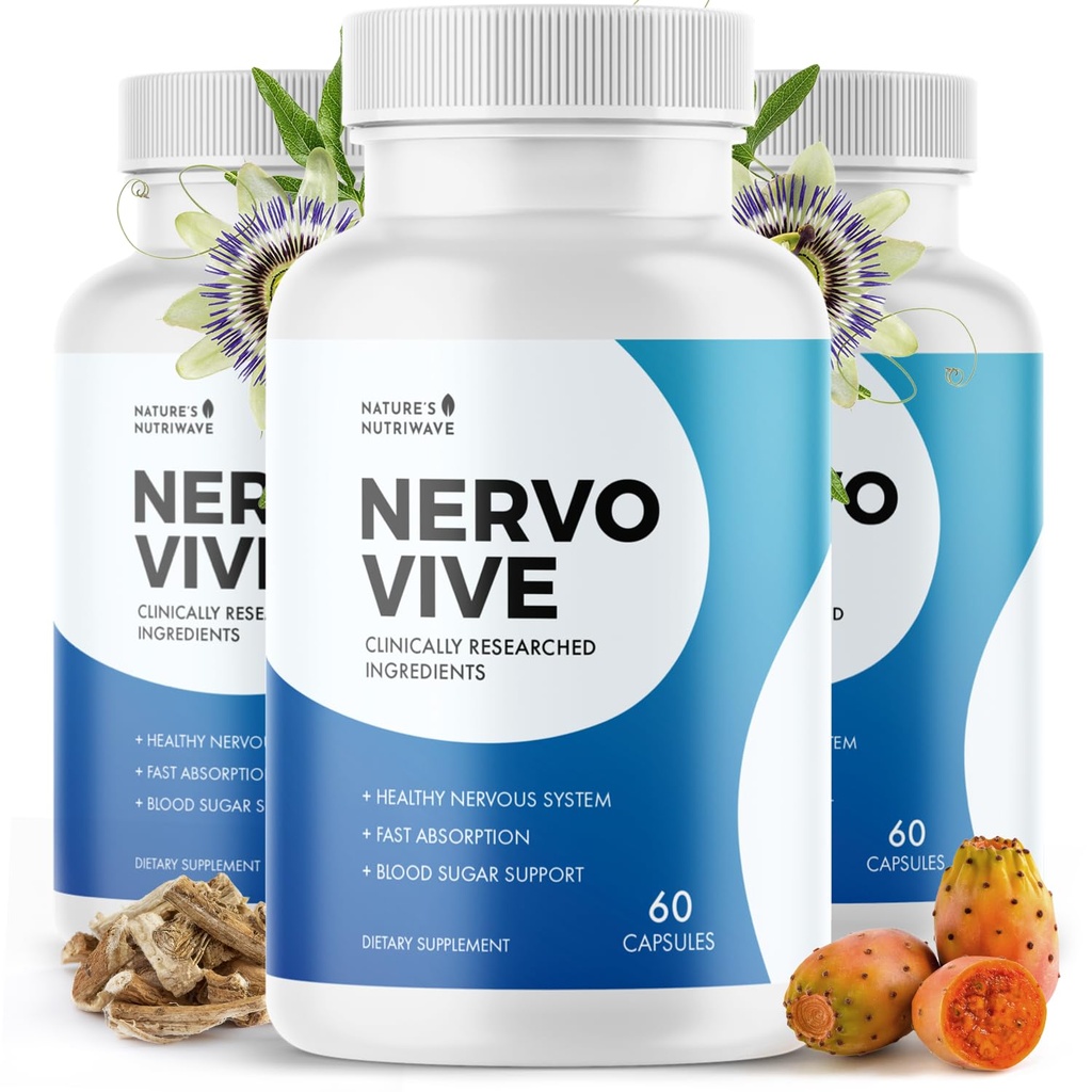 Nervovive Nerve Support Supplement - Advanced Formula Nerve Health Supplements, All Natural Potent Supplement, Maximum Strength for General Health and Wellness - 60 Capsules, 3 Month Supply